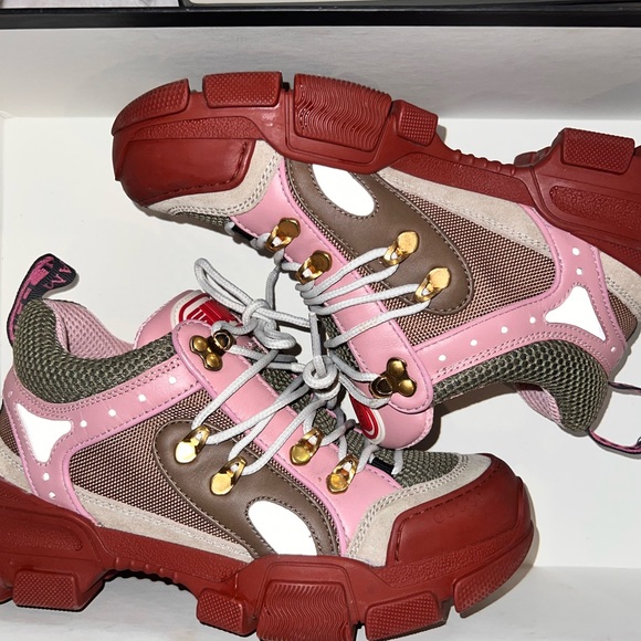 GUCCI X SEGA Calfskin Flashtrek Military Oatmeal Carmine Rose Ardesia USED! - Picture 5 of 13